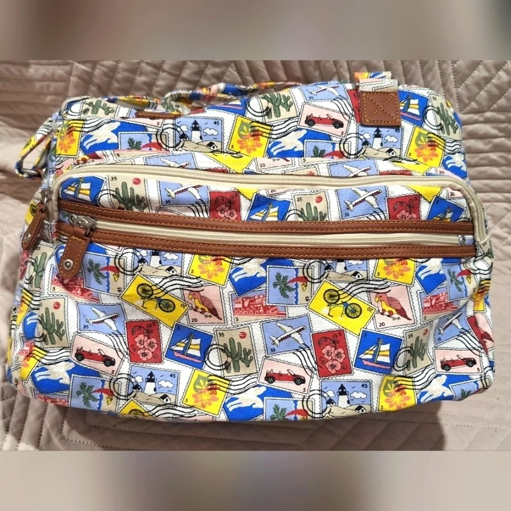 Colorful Travel-Themed Men's Bag